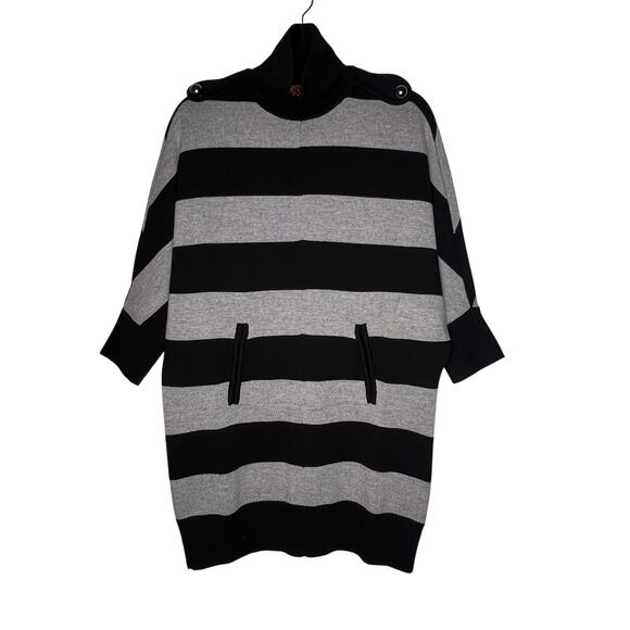 Tory Burch Striped Turtleneck Tunic Wool Merino Sweater Size Small - Picture 1 of 8